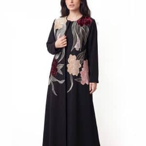 Black embroidered abaya