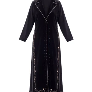 Sarmila Abaya Elegant Two-Piece Lined Velvet Vest Abaya Set
