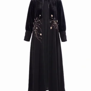 Ramisa Abaya Formal Velvet Bodice Crepe Skirt with Soutache