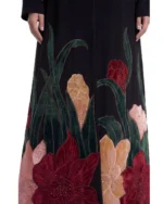 Ziba Abaya Indonesian Fabric with Floral Silk Hem Embroidery - Image 4