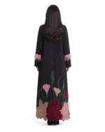 Ziba Abaya Indonesian Fabric with Floral Silk Hem Embroidery - Image 3