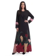 Ziba Abaya Indonesian Fabric with Floral Silk Hem Embroidery - Image 2