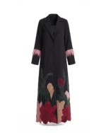 Ziba Abaya Indonesian Fabric with Floral Silk Hem Embroidery
