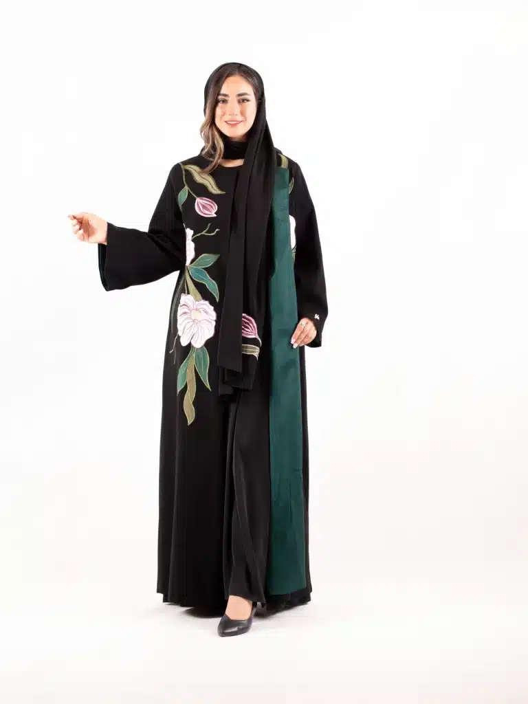 عباية مهسا أخضر للمحجبات أنيقة