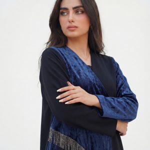 Elegant Velvet-Crepe Formal Abaya
