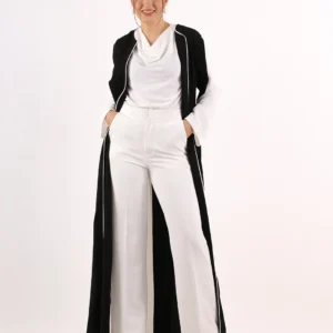 Najla Black White Crepe Abaya