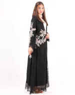 Afra Elegant Lace & Chiffon Mixed Fabric Luxury Abaya - Image 3