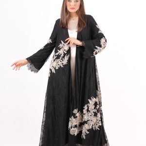 Afra Elegant Lace & Chiffon Mixed Fabric Luxury Abaya