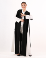 Najla Black White Crepe Abaya - Image 2