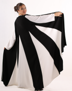 Najla Black White Crepe Abaya - Image 3