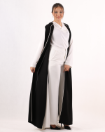Najla Black White Crepe Abaya - Image 4