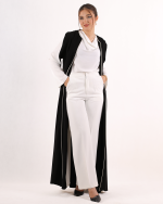 Najla Black White Crepe Abaya