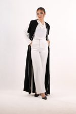 Najla Black White Crepe Abaya