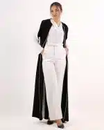 Najla Black White Crepe Abaya