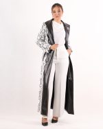 Delara abaya with a fabric combination of leather and lace - Image 5