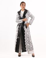 Delara abaya with a fabric combination of leather and lace - Image 4
