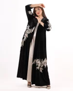 Aisle Velvet Shawl with Lace Appliqué and Jewel Embroidery Design - Image 3