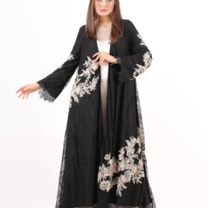 Afra Elegant Lace & Chiffon Mixed Fabric Luxury Abaya