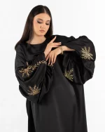Nakhl Satin Abaya with Jewel Sleeves