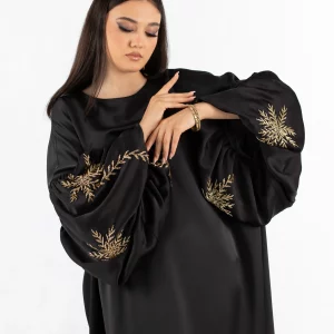 Nakhl Satin Abaya with Jewel Sleeves