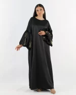 Nakhl Satin Abaya with Jewel Sleeves - Image 3