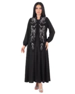 Sofia Abaya Two-Piece Black Occasion Dress with Hand-Sewn Vest - Image 2