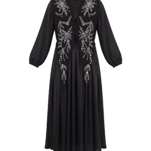 Sofia Abaya Two-Piece Black Occasion Dress with Hand-Sewn Vest