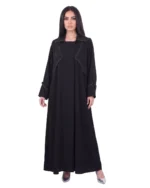 Hazal Abaya Lightweight Office Crepe with Stitch Detailing - Image 2