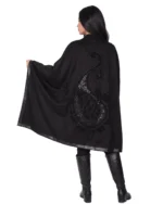 Poncho Suede Winter Outerwear with Sleek Leather Edging - Image 5