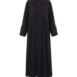 Hazal Abaya Lightweight Office Crepe with Stitch Detailing