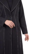 Amal Abaya Tailored Notched Collar with White Accent Stitch - Image 4