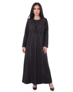 Amal Abaya Tailored Notched Collar with White Accent Stitch - Image 2