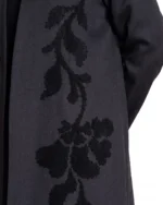 Hanan Abaya Open-Front Black Layer with Floral Embroidery - Image 4