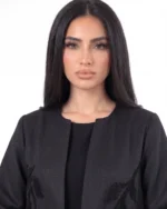 Hanan Abaya Open-Front Black Layer with Floral Embroidery - Image 3