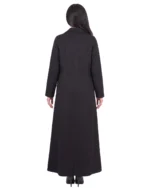 Amal Abaya Tailored Notched Collar with White Accent Stitch - Image 5