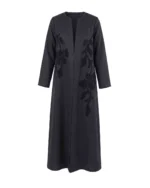 Hanan Abaya Open-Front Black Layer with Floral Embroidery